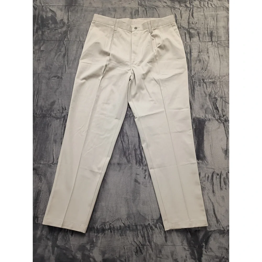 Lee‎ Mens Double Pleat Relaxed Fit Wrinkle Free Khaki Trousers 38x32